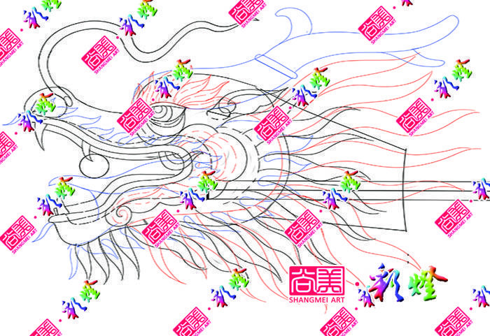 牛年彩燈《龍騰四?！反笮椭黝}彩燈龍頭放樣圖